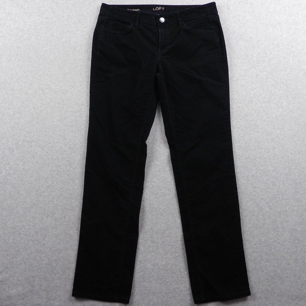 Ann Taylor Loft Jeans Womens 29/8 Modern Straight Stretch 5-Pocket Black Velour